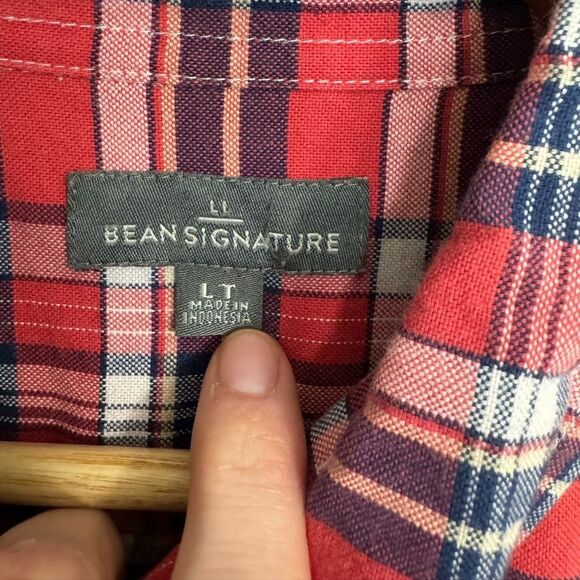 LL Bean Signature Plaid Flannel Shirt Mens Large Tall Cotton - Picture 3 of 8